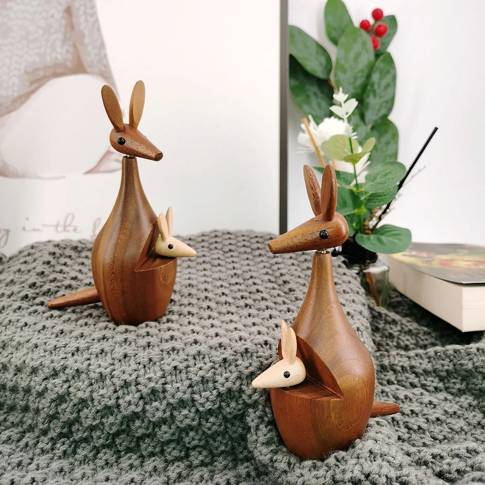 

Teak wood kangaroo decor kid room hand craft funny gift lovely home decoration