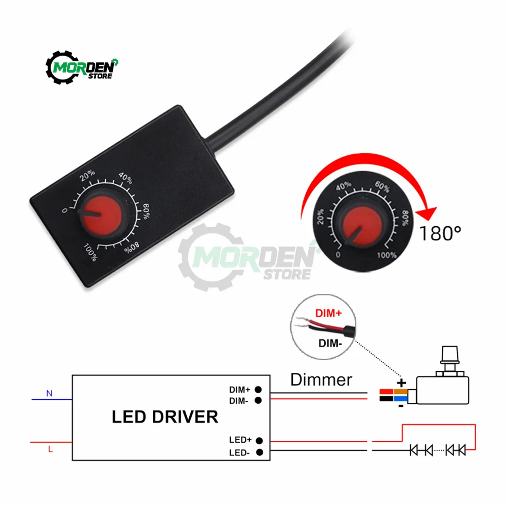 DC 0-10V 1-10V Knob Dimmer 0-100% Scale Electronic Potentiometer for LED Dimmable Grow Lights Power Driver Power Supply