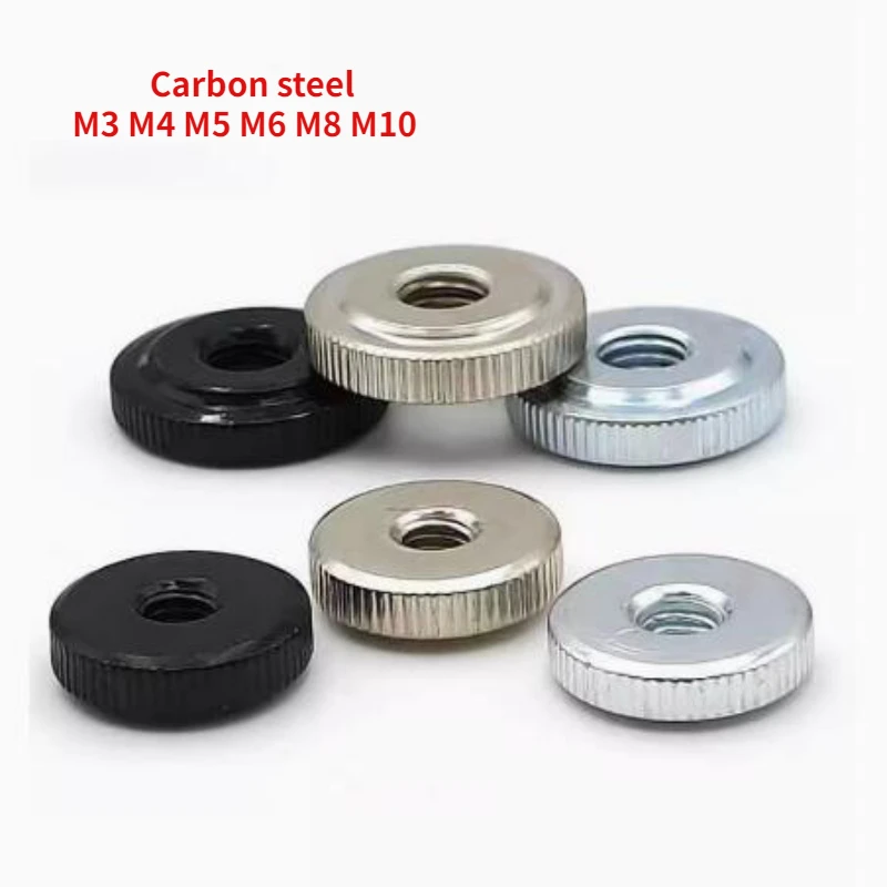 M3 M4 M5 M6 M8 M10 Single Layer Hand Twisted Nut/GB807 Galvanized Nickel Plated Flat Head Knurled Hand Twisted Screw Cap