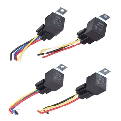 12V 24V 4Pin 5Pin 40A Waterproof Automotive Relay Car Relay with Black Red Copper Terminal Auto Relay with Harness Relay Socket
