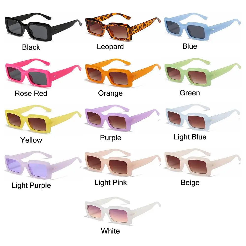 Women & Men Square Trendy Jelly Color Eyewear Purple Sun Glasses Men\'s Shades Small Rectangle Sunglasses