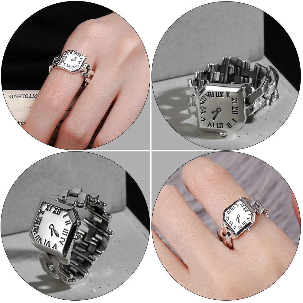 Часы с кольцом из чистого серебра S925 для женщин, модные кварцевые ювелирные часы, прочные повседневные декоративные аксессуары в форме большого пальца