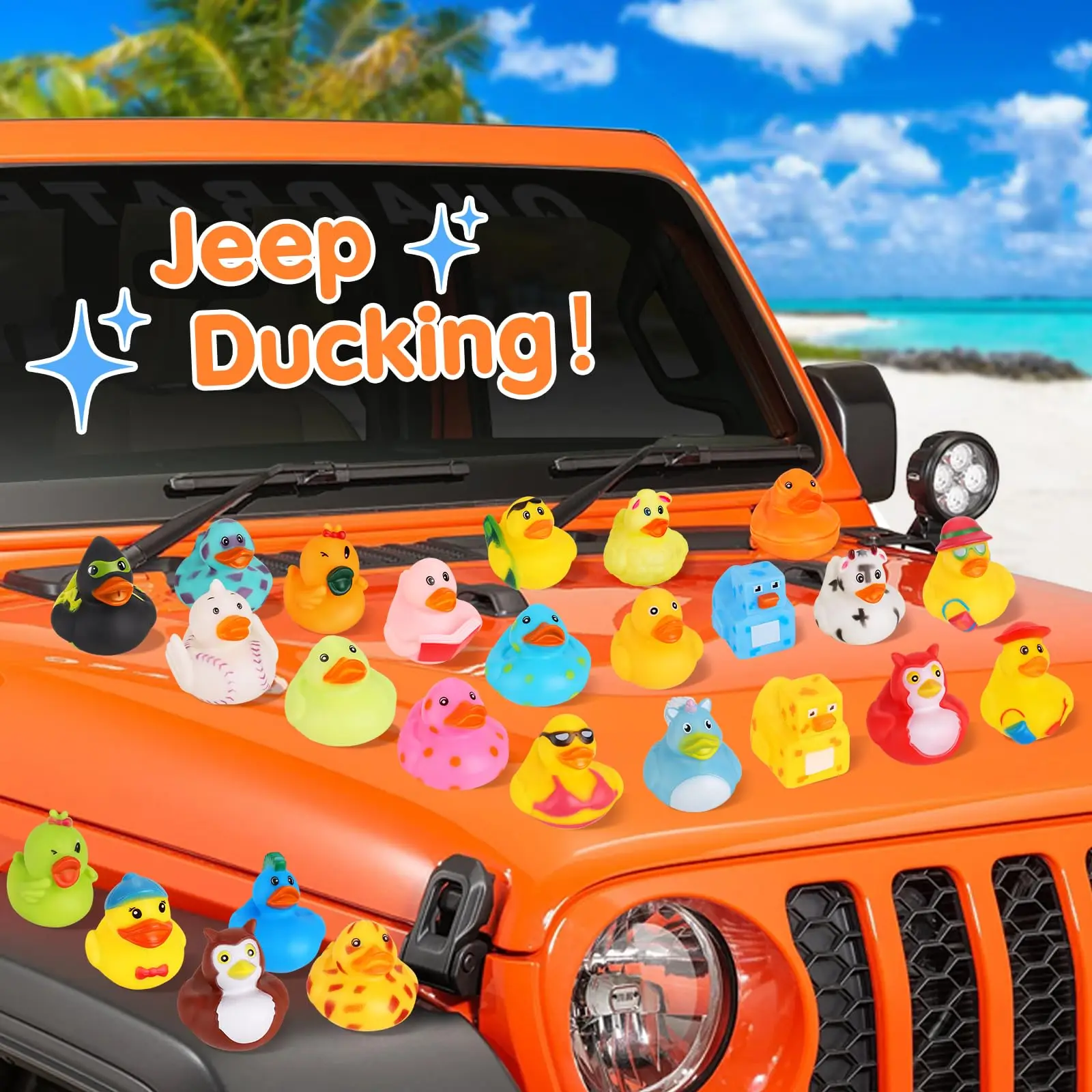 24 pçs verão borracha pato jeep pato para pato sortido praia pato para banho piscina de água festa de férias presentes de aniversário para crianças