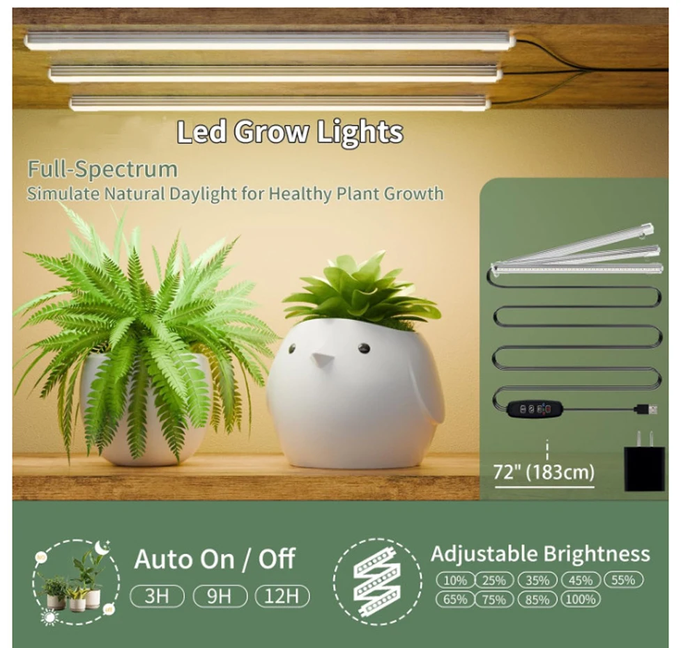 Indoor Led Plant Grow Light With Red Blue Light USB Interface Auto Timer Smart Adjustment Can Stick Light Strip, Plants Lamp view 3