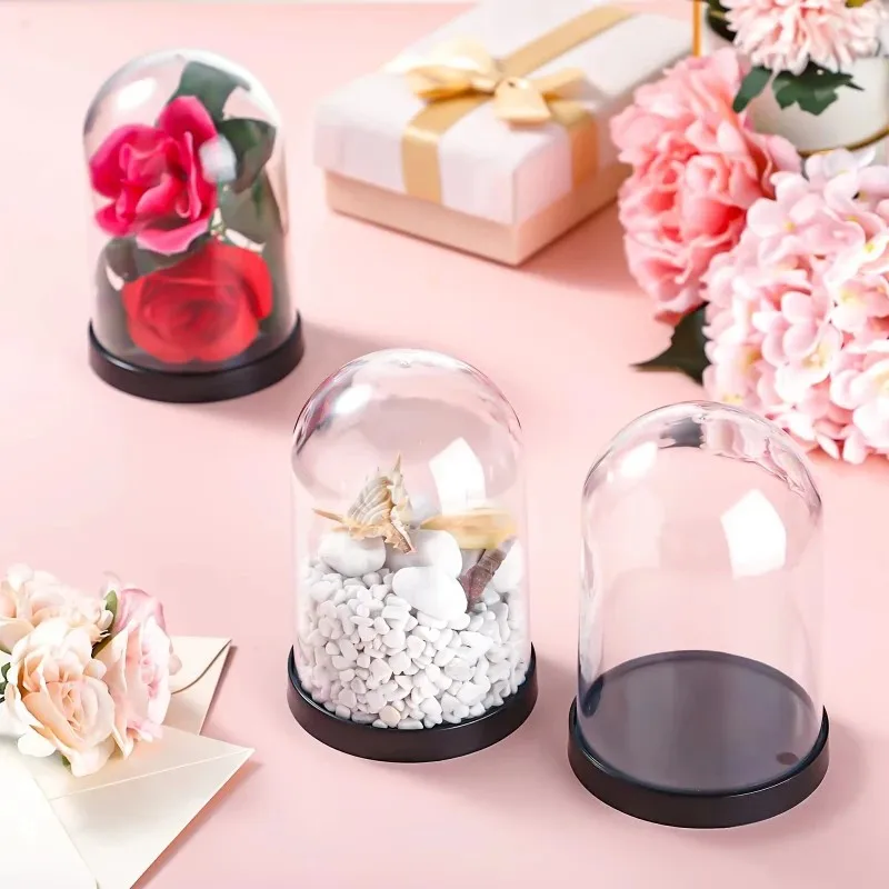 high-quality transparent plastic bell jar dome ball screw lid preserved flower display diy craft valentine's day decor
