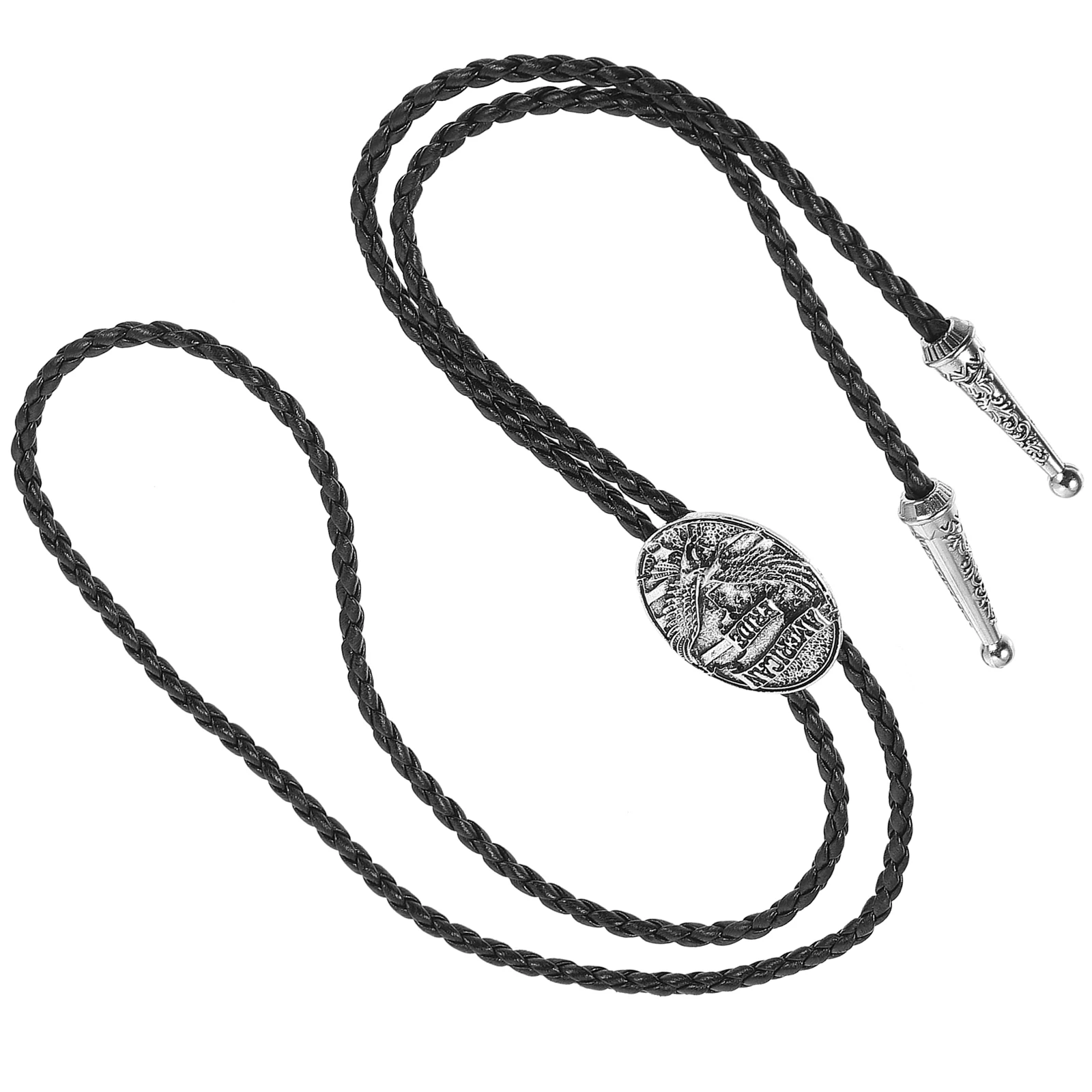 

Retro Wolf Head Necklace Lightweight Fashionable PU Tie Adjustable Size Cowboy Necktie Western Bolo Knot Gift