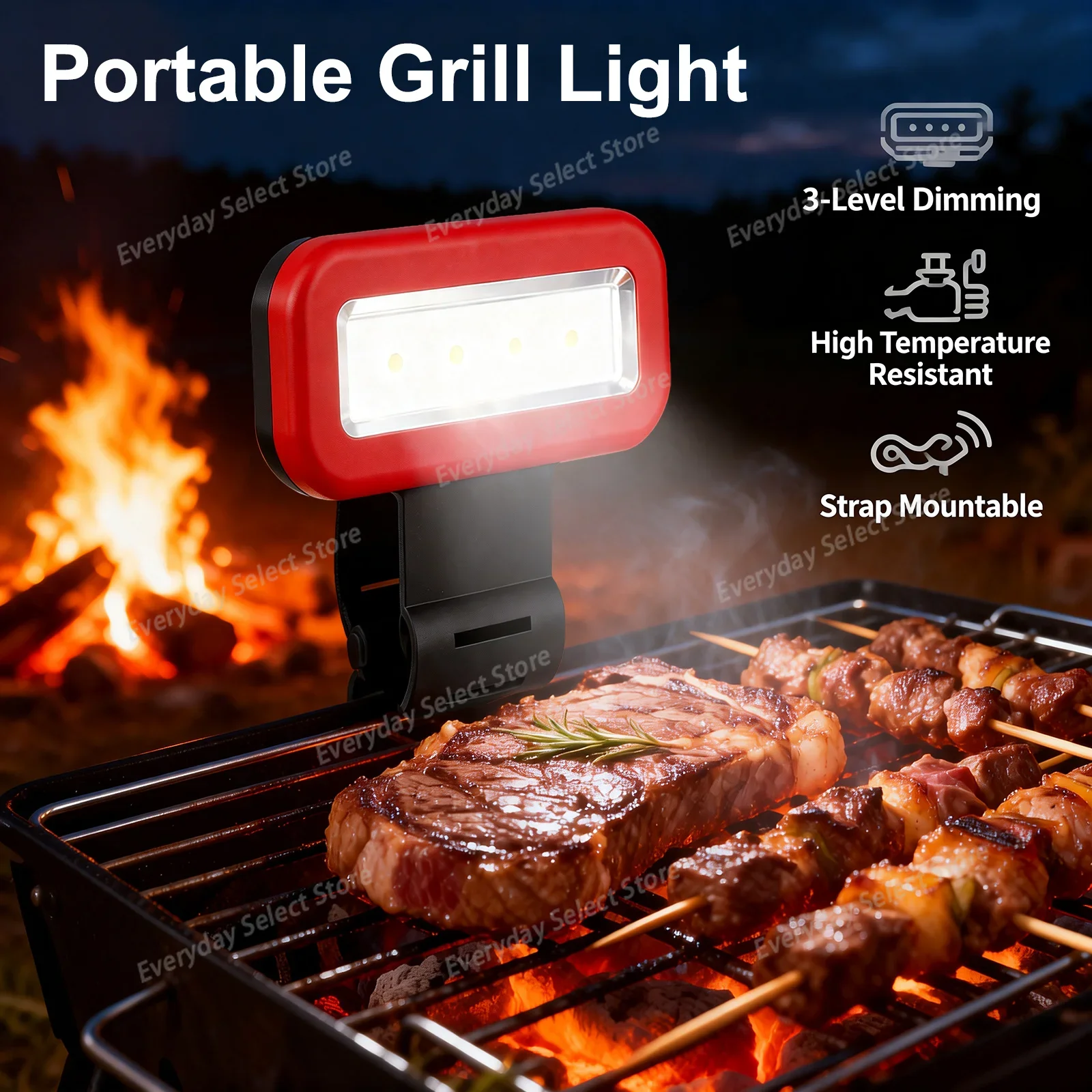 Heat‑Resistant Dimmable BBQ‑LED‑Light Kit Portable Illumination for Barbecue Camping Night‑Fishing Riding