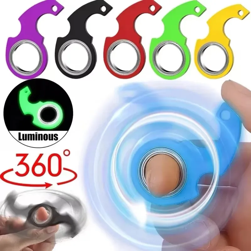 Spinner Stress Toy Metal Idget Toys Kids Fingertip Spinning Keyring Finger Fidget Ring Relieve Boredom Party Gifts Keychain