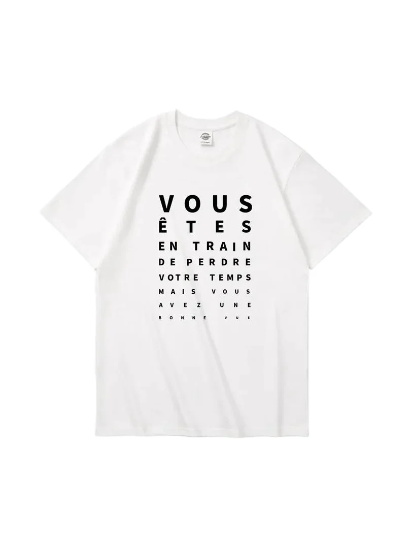 Fun French Joke Graphic T-Shirt Short Sleeve Pure Cotton Printed Men's Casual Wear Breathable Comfortable round Neck Tee