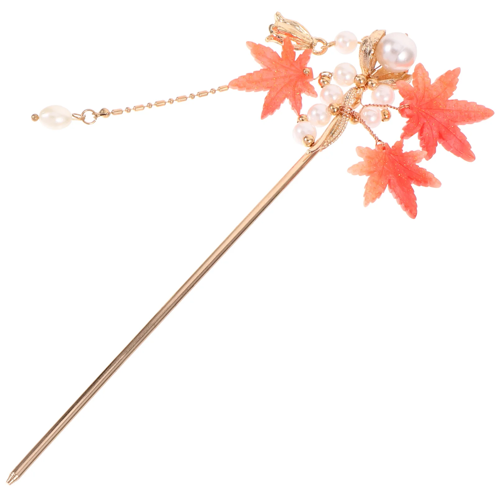 Ancient Costume Maple Leaf Hairpin Women Stick Gel for Chopstick Accessories Fork Decorate Leaves