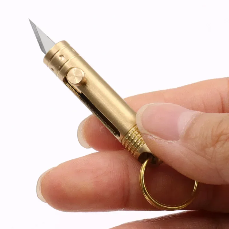 Mini Portable Brass Tool Knife Paper Cutter Razor Blade Cutting Paper Office Stationery Cutting Supplies Tool Knife