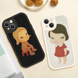 Japan Yoshimoto nara cartoon girl Lambskin case for iphone16 15 promax 11 12 13 14 Pro XR XS Plus SE 13 Mini Cartoon Girl cover