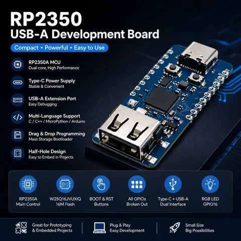 RP2350 Development Board Support Micro C C++ Drag And Drop Firmware Burn Embedded Control Module With TYPE C Port W25Q16