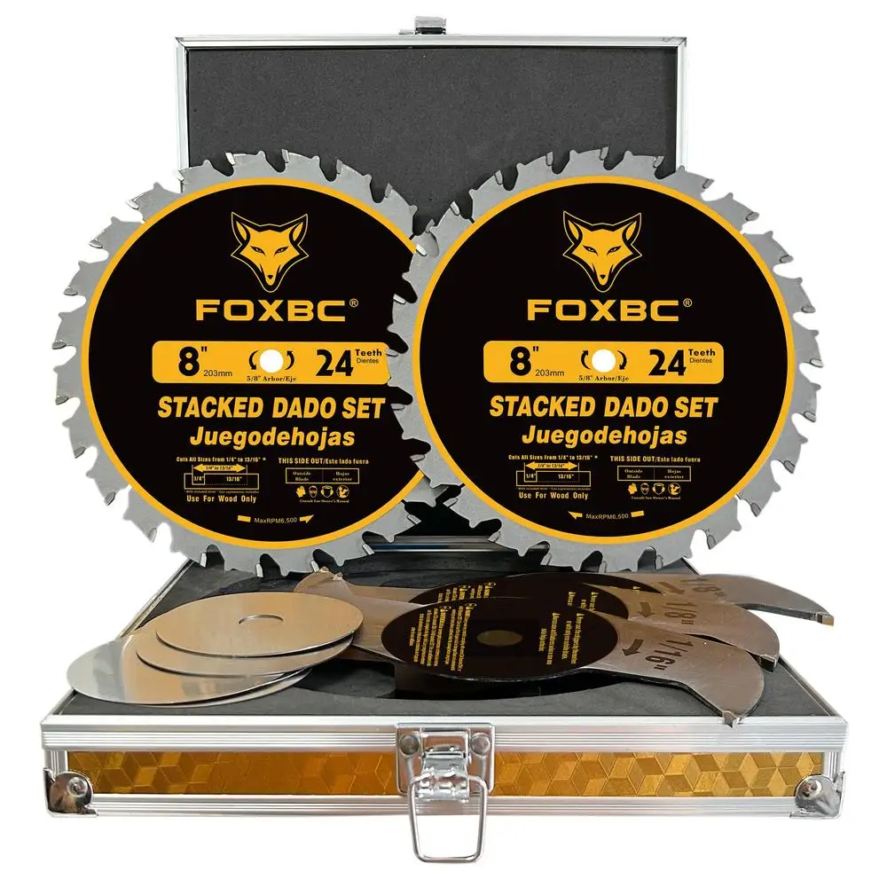 8" Stacked Dado Blade Set 14-Piece Carbide Table Saw Cutting Tool Kit