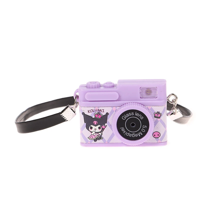 Correa de muñeca modelo de cámara SLR con disparador Flash, juguetes de cámara de casa de muñecas, Mini collar de cámara Sanrio, colgante de muñeca para vestir