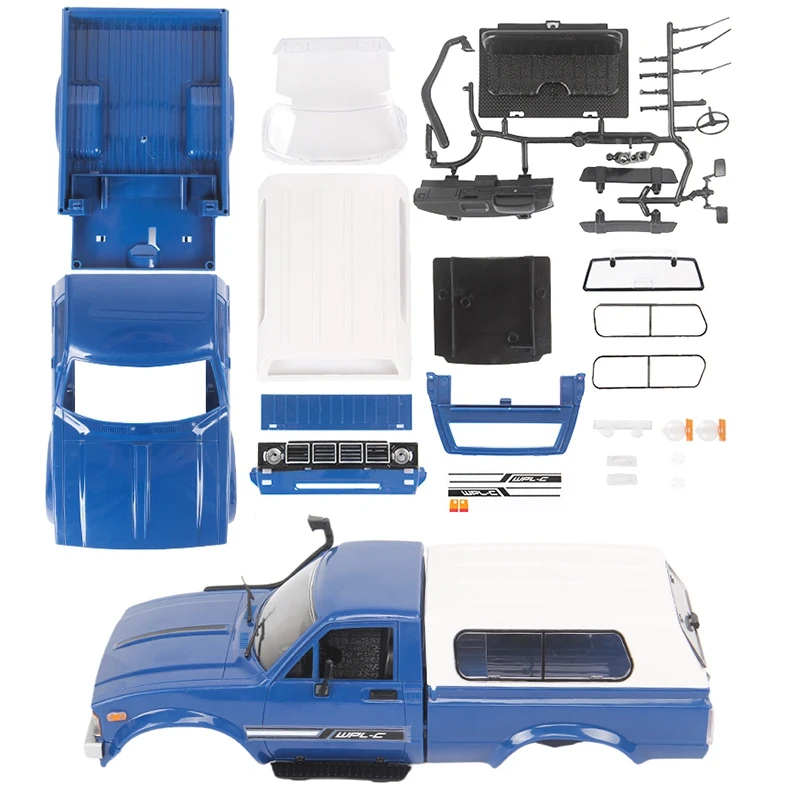 Niezmontowana obudowa samochodu 190mm z rozstawem osi do WPL C14 C24 C24-1 1/16 części zamienne do samochodów RC akcesoria, niebieski