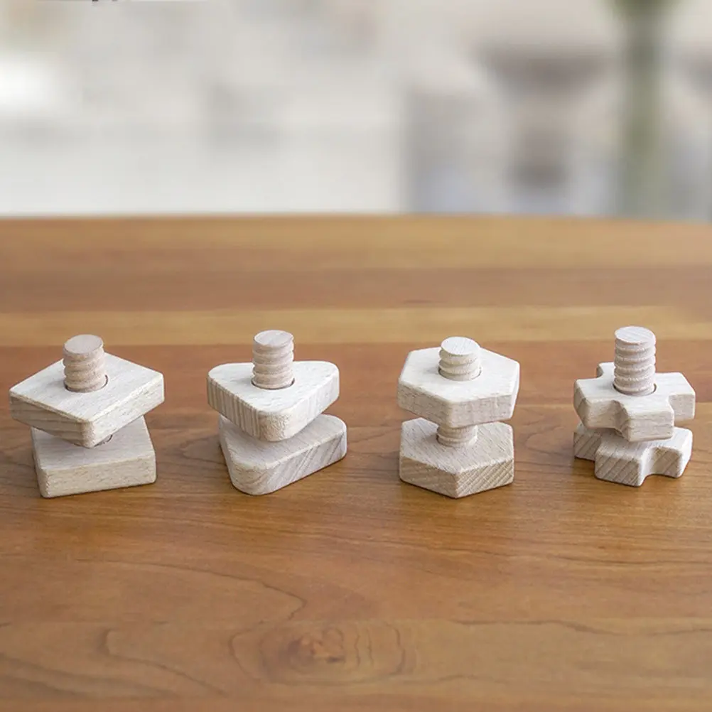 

Набор из 4 комплектов: Геометрические фигуры, винты и гайки – развивающая головоломка для детей. Монтессори-пособие для раннего обучения, практическая игра, математика.