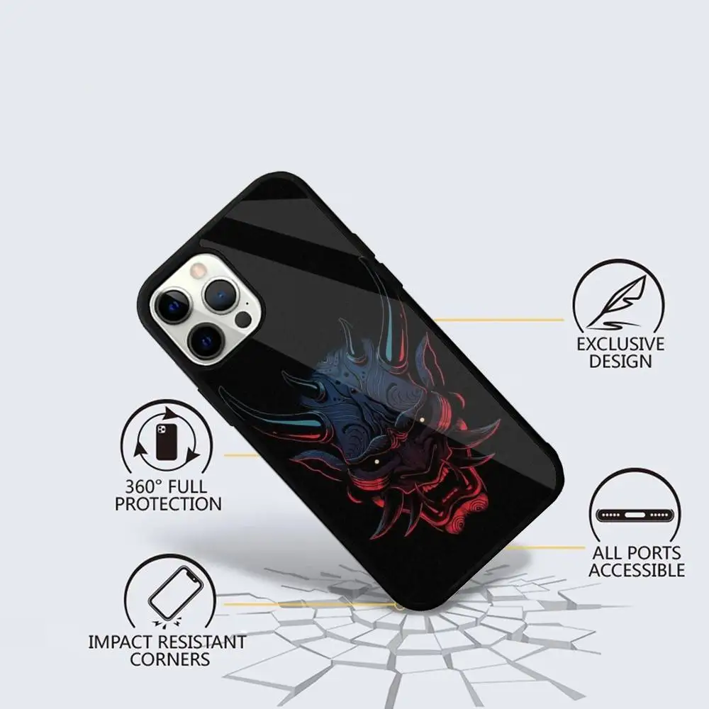 Hannya Samurai Demon Mas Phone Case For iPhone 16,15,14,13,12,11,Plus,Pro,Max Mini Magsafe Magnetic Wireless Charging