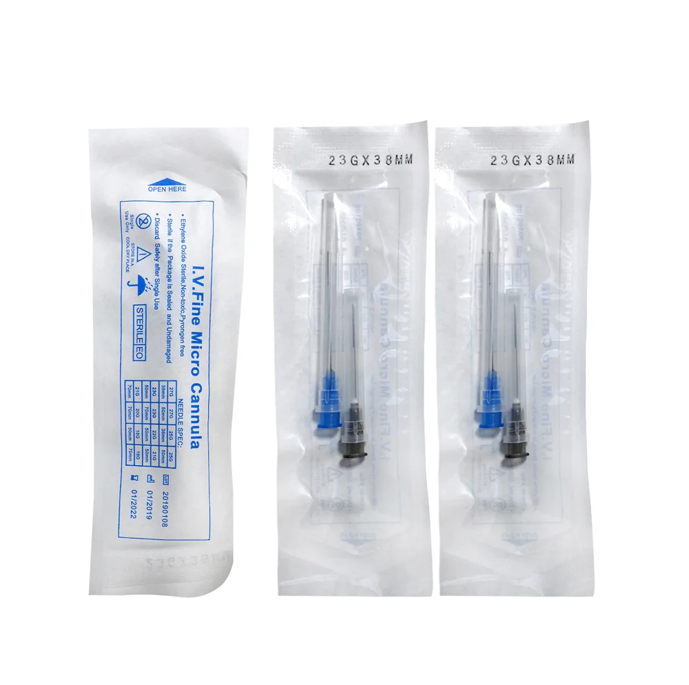 50pcs Micro Cannula Sterile Medical Fine Needle 14g 16G 18G 22G 25G 38mm 50mm 70mm Blunt Cannula For Dermal Fillers