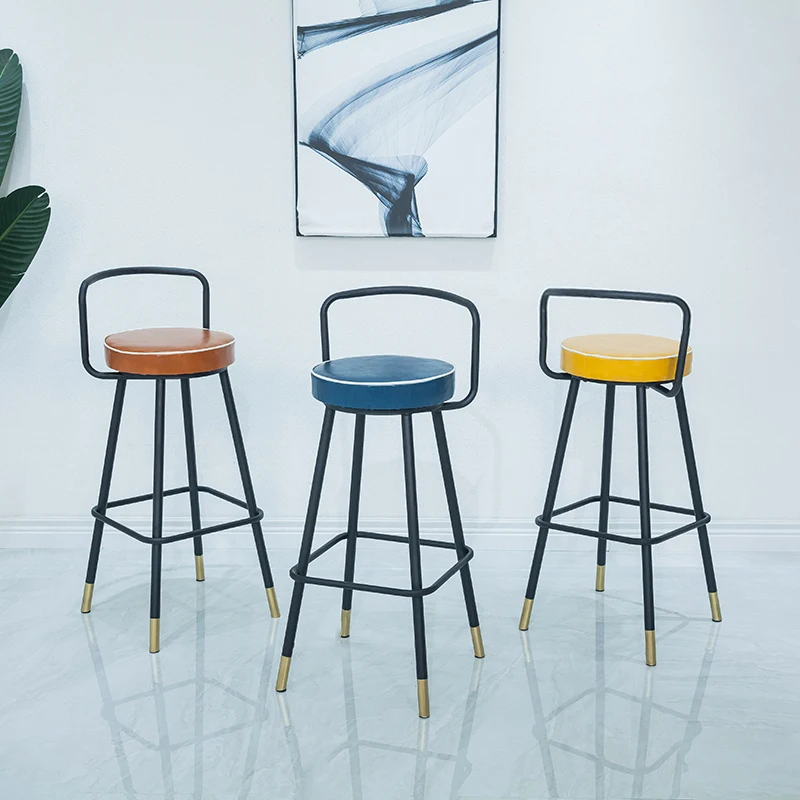 Tabouret de Bar Rond en Métal, Chaise de Comptoir, Design Lounge, Meubles de Maison