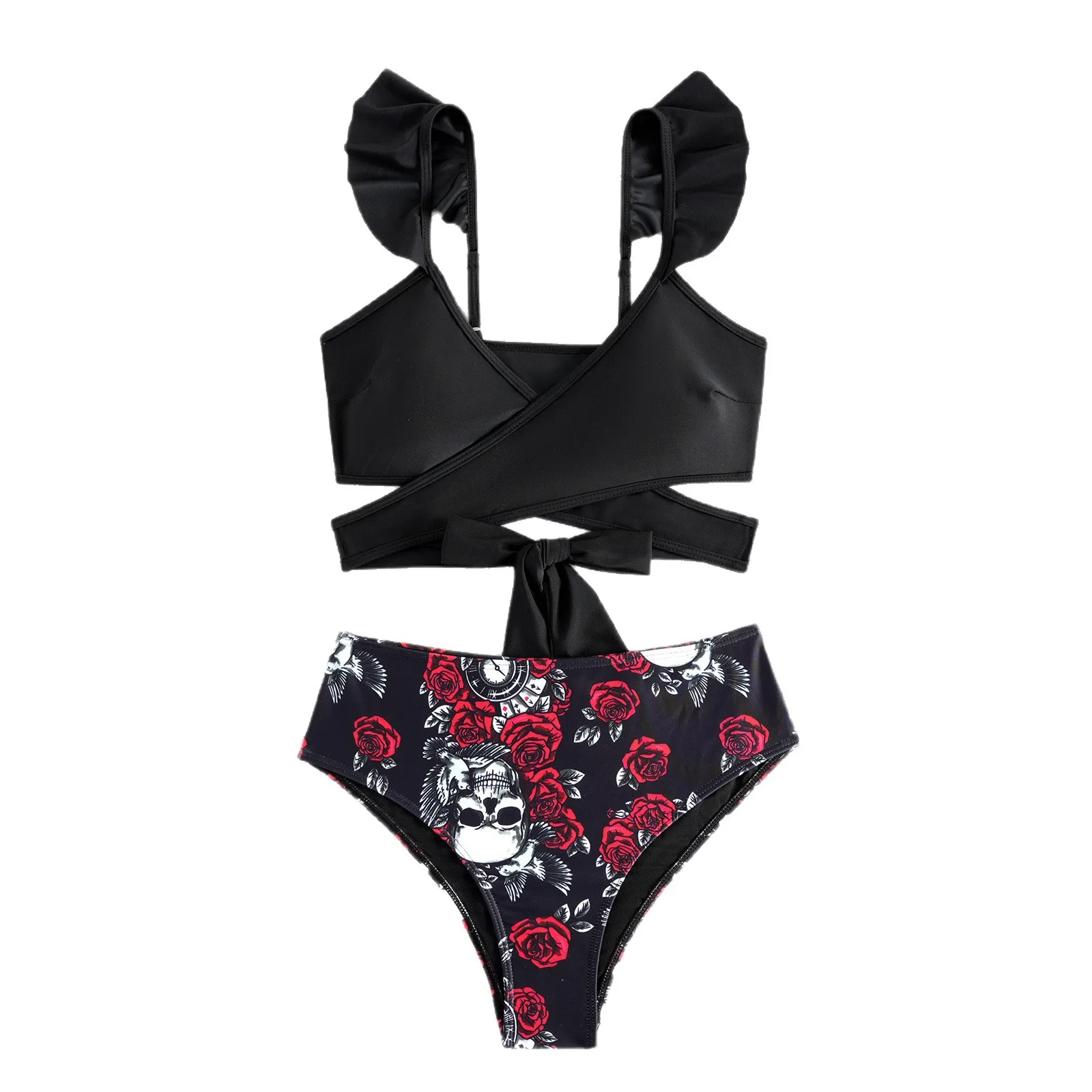 Bathing Suit Women European And American Solid Color Women's Bikini Split Ruffle Edge BIKINI - view 5