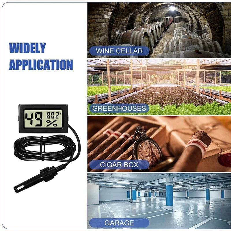 Digital Thermometer Hygrometer With Probe Indoor Temperature Humidity Meter Hygrometer Gauge For Incubator Reptile Plant