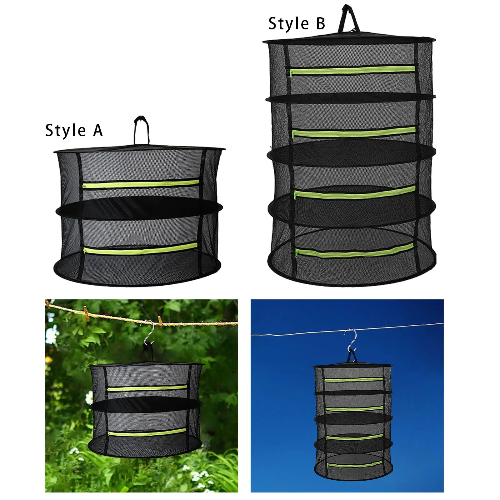 Herb Drying Rack with Zipper with Hook and Storage Bag Herb Dryer for Hydroponics Buds Garden Outdoor Harvest Flowers Vegetable