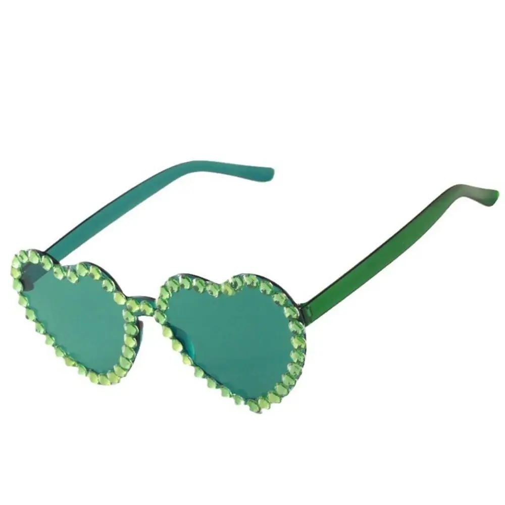 

Heart-shaped Frame Fashion Rhinestone Sunglasses Outdoor Sun-Protective Party Sunglasses Travel Black Shades Glasses