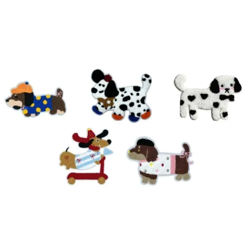 39BD Lovely Embroidery Dog Appliques Clothe Repair Patches Handmade Project Making Supply Hair Clip Patches Shirt Shoes Patches