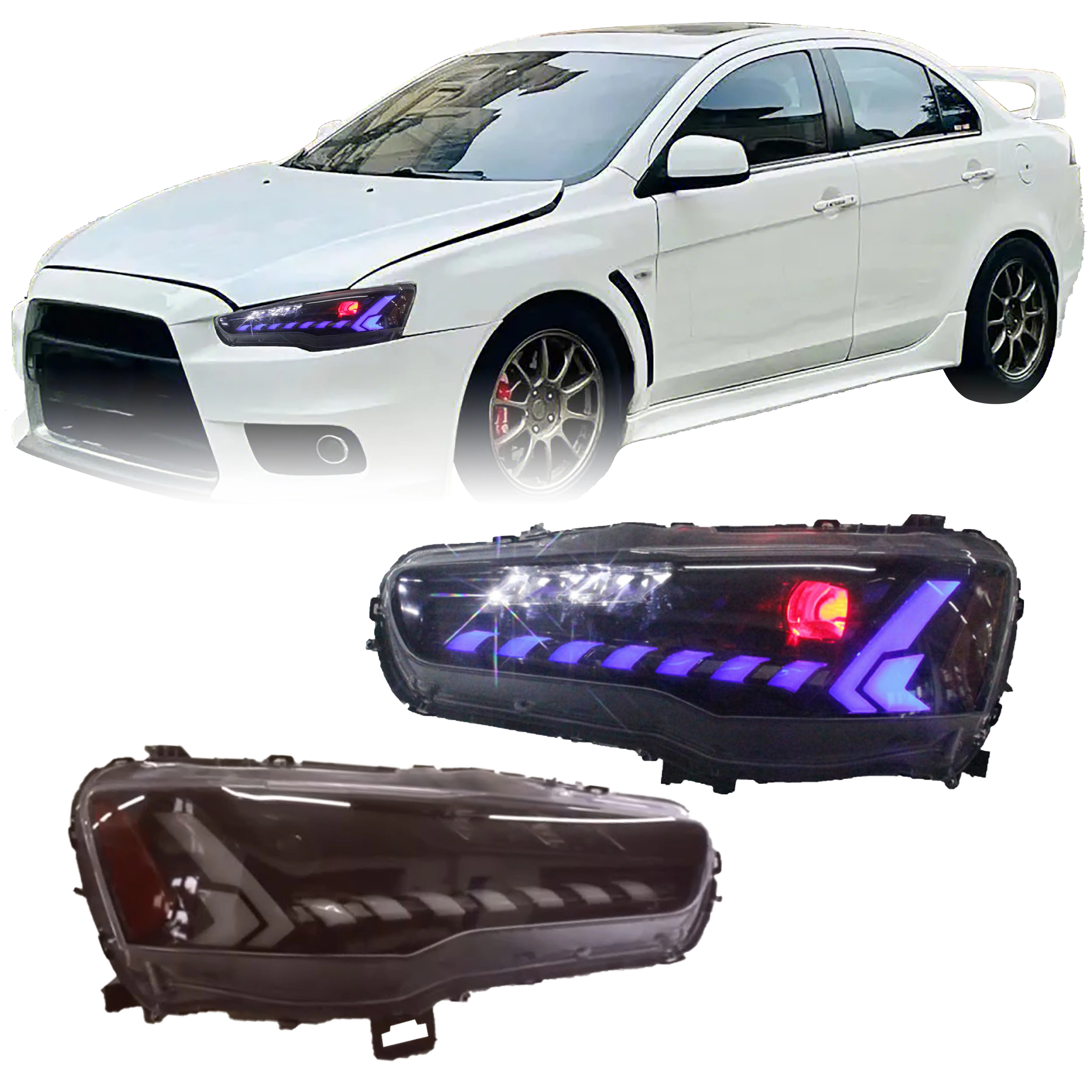 

For Mitsubishi Lancer Ex Evo JDM 2008-2016 LED Headlamp New 12V RGB Red Demon Eye Front Light DRL With 24V Car Accessories
