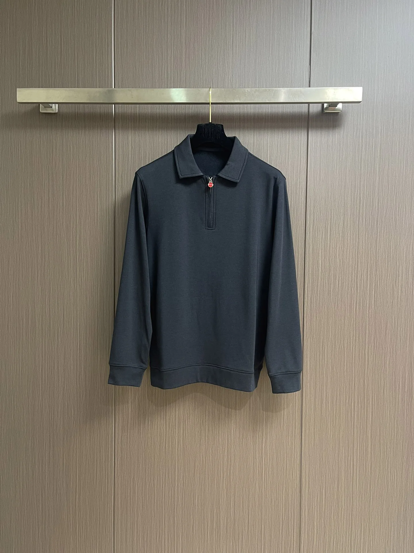 Men's new fall-winter 2025 season ribbed cotton long-sleeve top with zipper design, sizes M-3XL