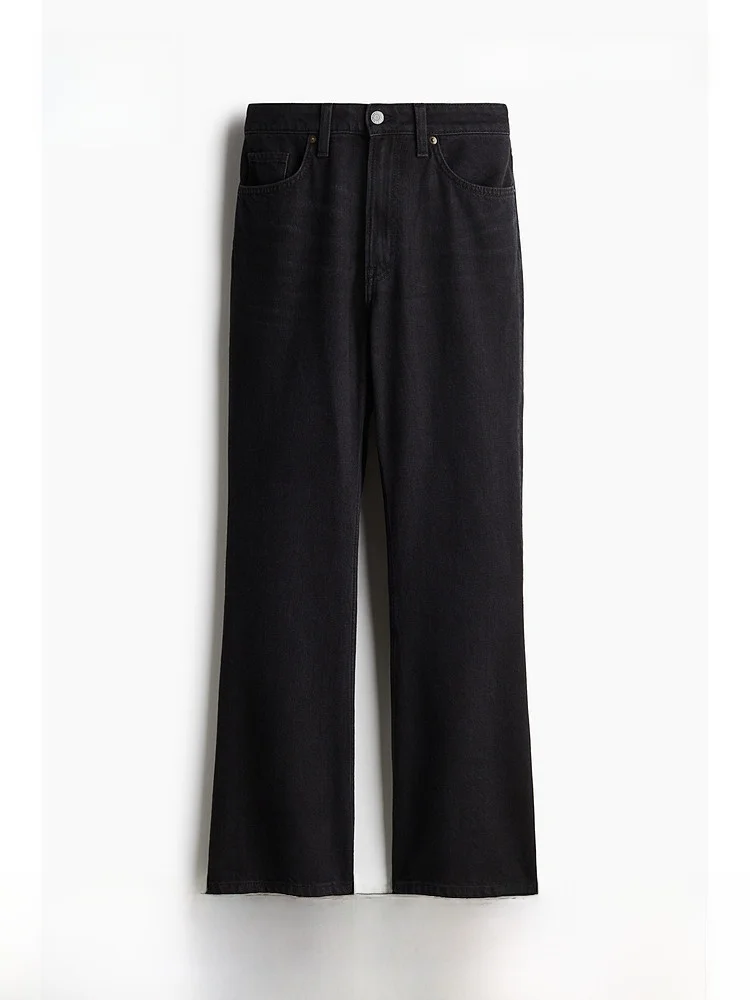 

Loose Wide Leg mid Waist Jeans Women's Summer Denim Pants H&M Bell Bottoms Long Trousers Cotton 100% Natural Waist