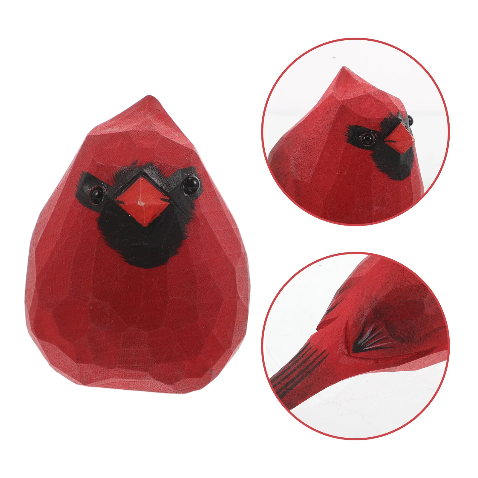 

Hand Carved Solid Wood Mini Cardinal Bird Sculpture 3D Lifelike Christmas Decoration for Shelf Desk Mantel Holiday Home Office