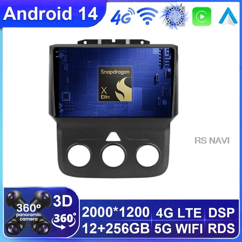 

Android 14 For Dodge Ram 4 IV DJ DS 2013 - 2019 Car Radio Navigation GPS Multimedia Video Player No 2din 5G Wifi Stereo DSP Auto