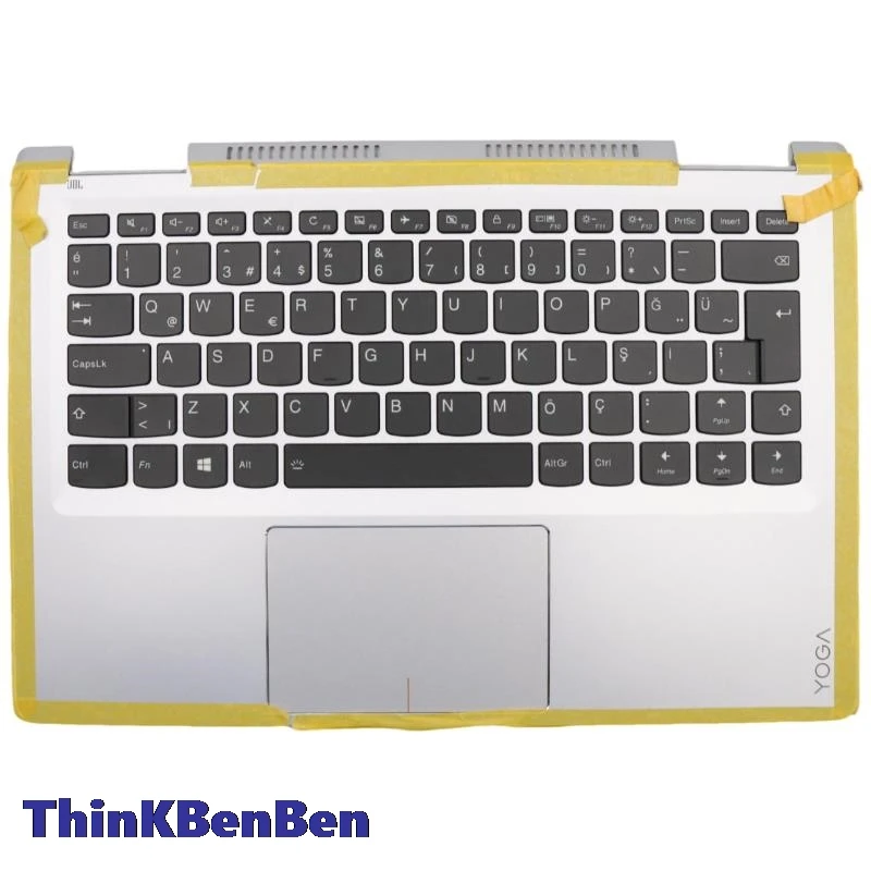 

TR Turkish Keyboard Silver Upper Case Palmrest Shell Cover For Lenovo Ideapad Yoga 710 14ISK 14IKB Laptop 5CB0L47399