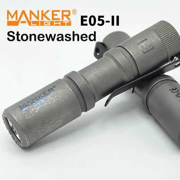 Manker E05 II Ti  Stonewashed Titanium 1300 Lumens EDC Flashlight +  920mAh Type-C USB Rechargeable 14500 Battery