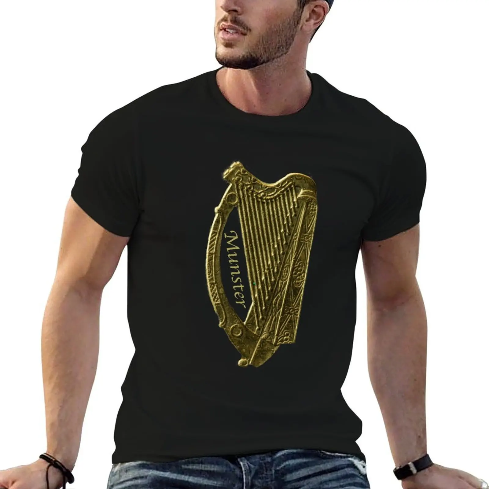 

The Golden Irish Munster Celtic Harp T-Shirt t shirts for man graphic tees men t shirt cotton 100% T-Shirt