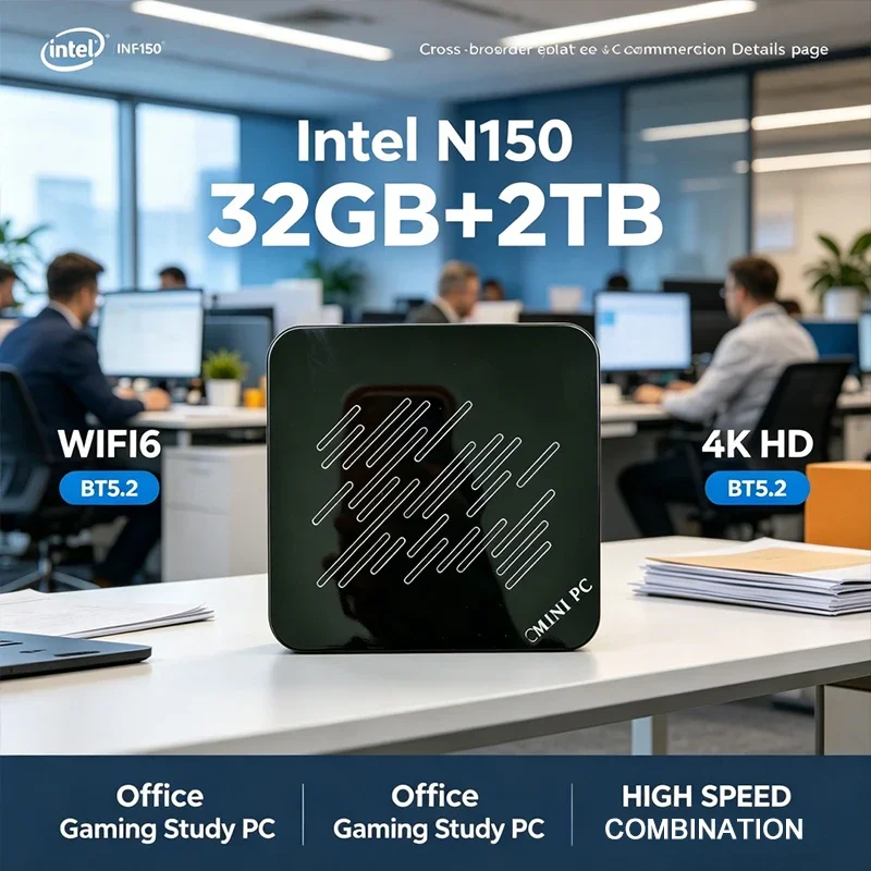 Core N150 Mini PC 2TB WIFI6 BT5.2 4K Portable Compact Small Desktop Computer For Office Gaming Study