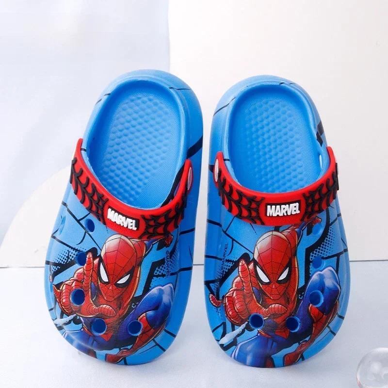 Disney Children\'s Slippers Summer Boys Spiderman Slipper Anti-slip Hole Kids Beach Shoes Soft Bottom Toddler Home Slipper