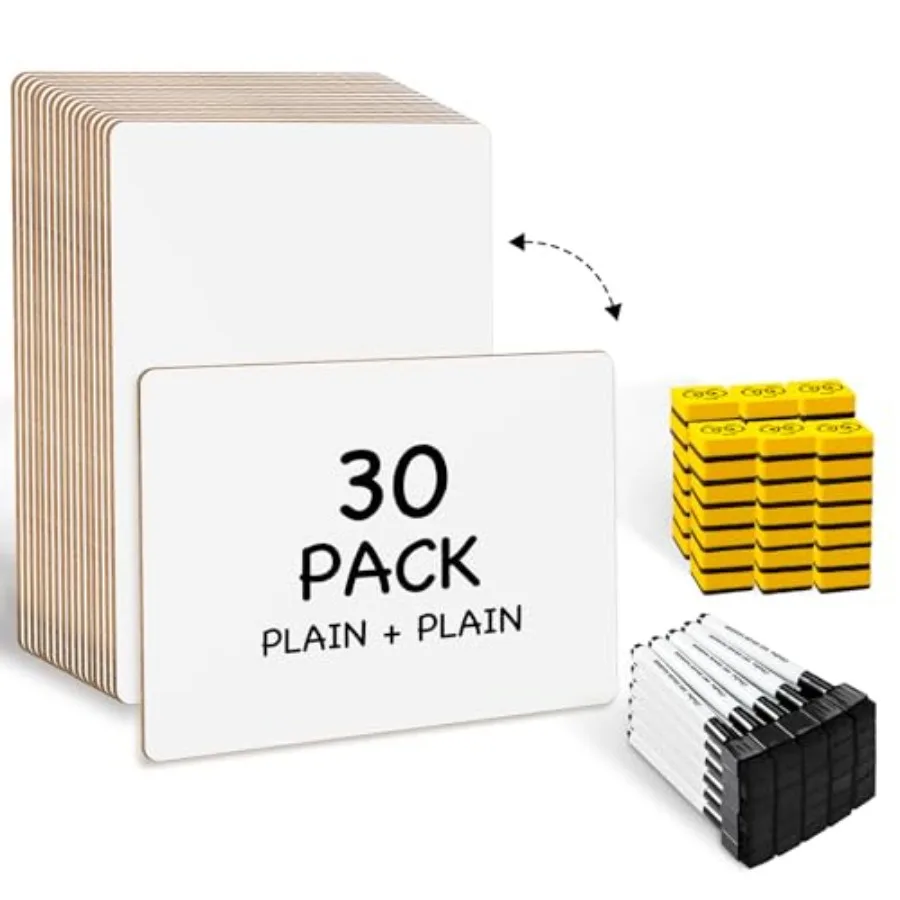 

Набор из 30 двусторонних белых досок Ohuhu - 9x12 дюймов, маленькие сухостираемые доски для занятий - включает 30 мини-белых досок и 30 черных маркеров