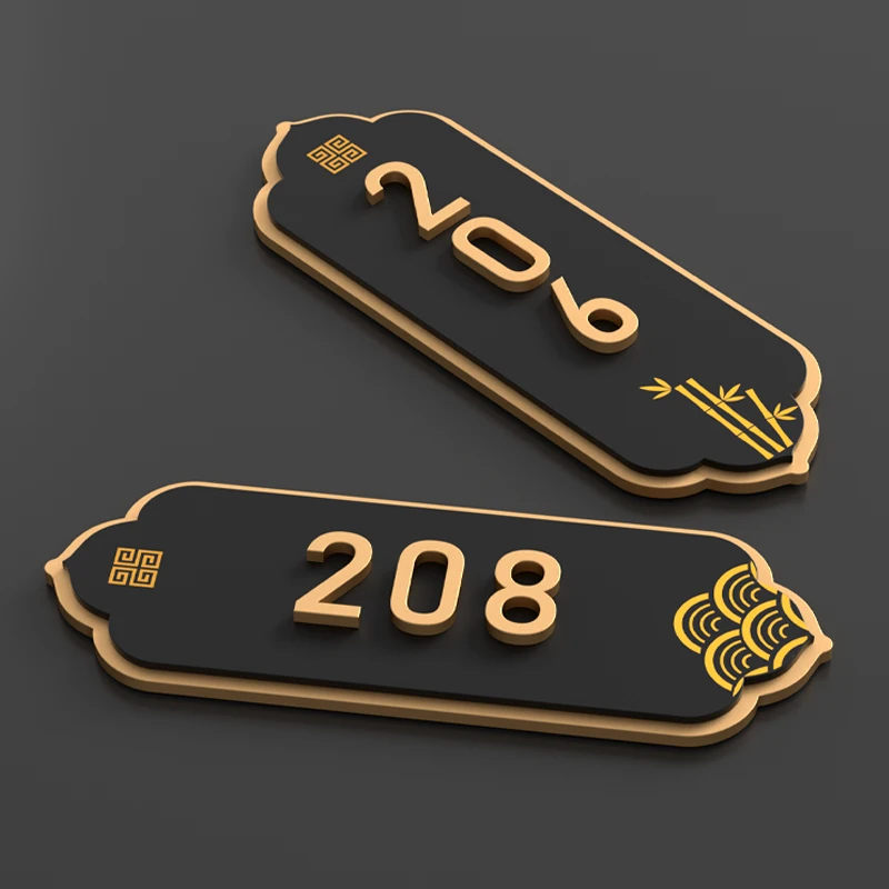 لوحة باب حديثة مكونة من 3 طبقات مخصصة رقم منزل القطع بالليزر ثلاثي الأبعاد للمنزل والفيلا ومتجر المكتب والشقق والمطعم والفندق
