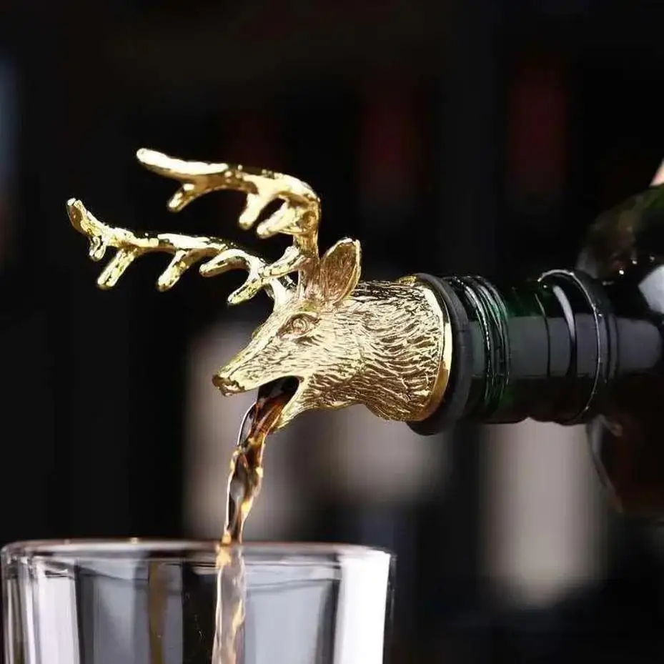 1 Pcs Deer Head Pourer Detachable Oil Wine Bottle Pourer Cap Spout Stopper Mouth Dispenser Bartender Kitchen Bar Tools image 2