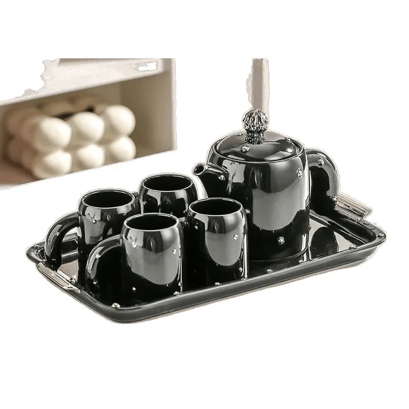 

Household living room light luxury high-end ceramic kettle teacup set housewarming new home cup set