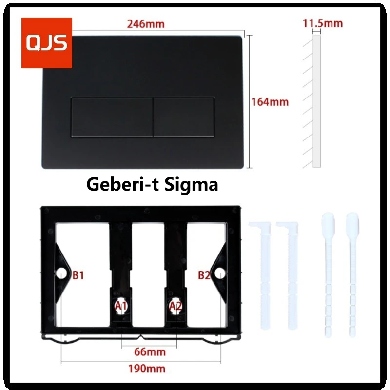 

Dual Flushing Plate with Lever Set and Mounting Frame, for Geberi-t Sigma Actuator Plates 115.770.DW.5, Toilet Parts Matt Black