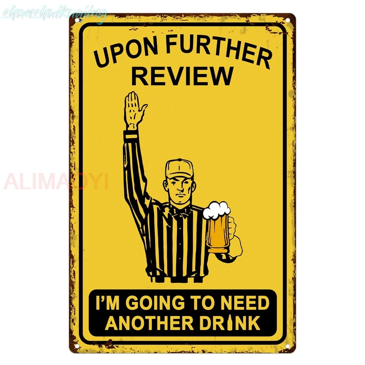 ALKB Vintage Bar Decor Kitchen Sign 8X12 Inch - Football Decor Bar Accessories for Home Man Cave - Upon Further Review I'm  sign