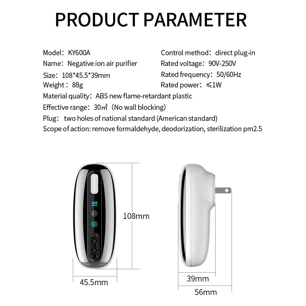 Purificador de aire negativo en línea de 200 millones, desodorante portátil de 360 grados para dormitorio, baño, olores, ABPX