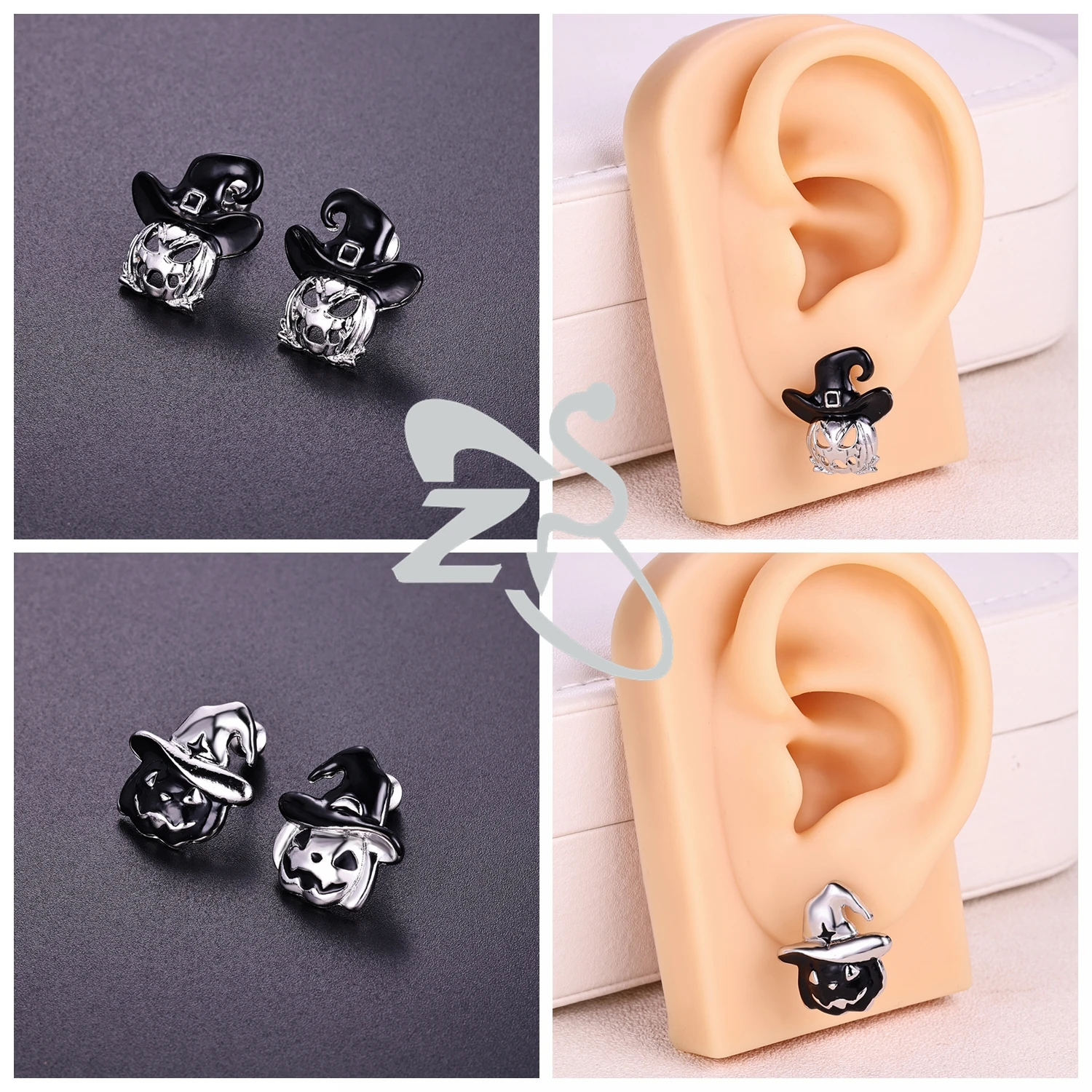 ZS 1 زوج 20 جرام الظلام القوطية الفولاذ المقاوم للصدأ الأذن ترصيع هالوين وأقراط الجمجمة شبح اليقطين الغضروف اللولب ثقب المجوهرات #3