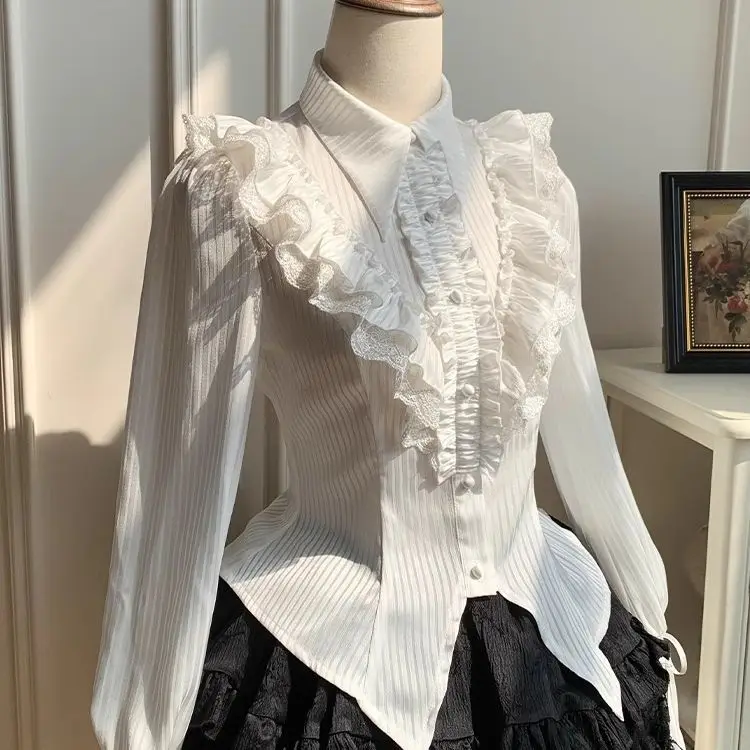 Two-color Lantern Sleeve Shirt Is Light and Slightly Transparent To The Skin