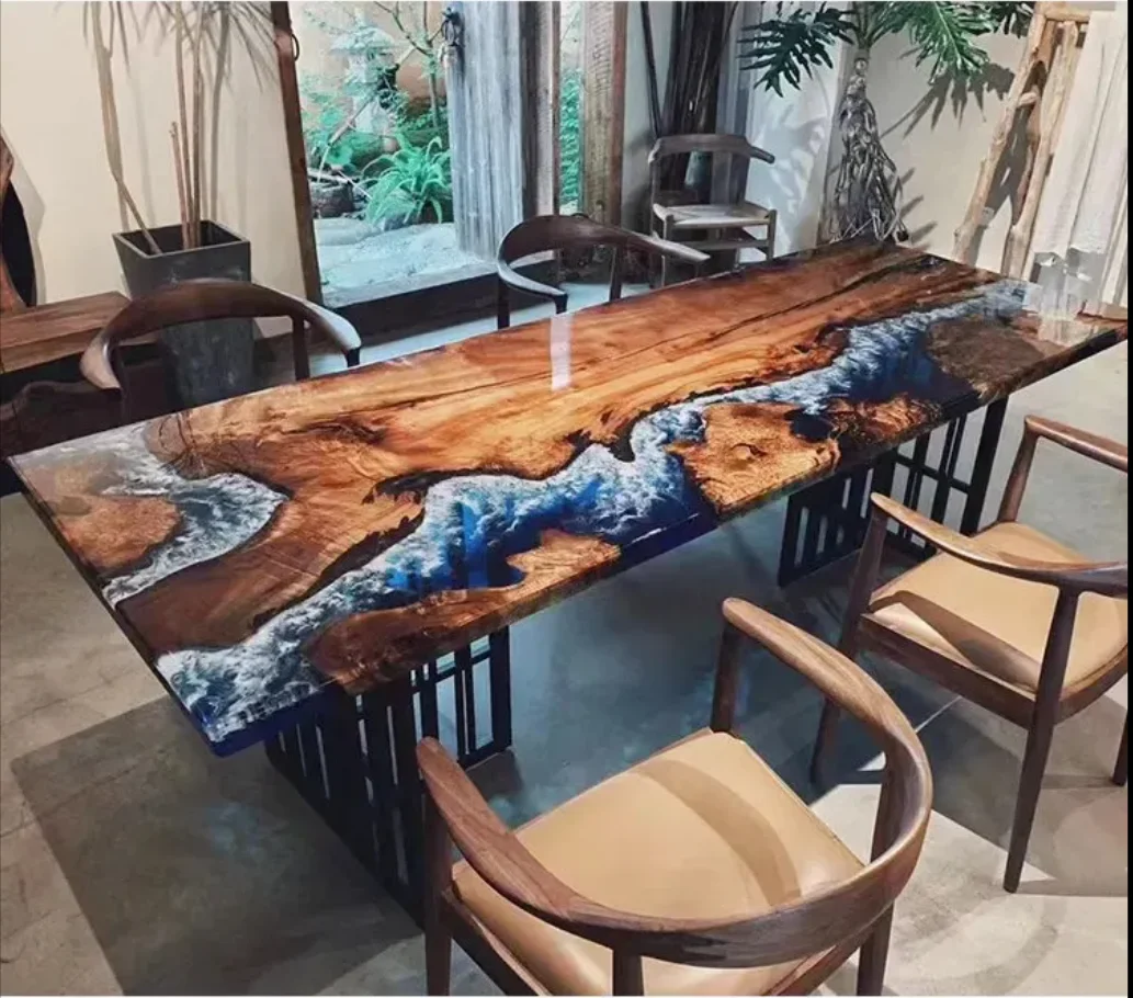 Artistic VersatileTable Modern Wooden Resin Dining Table Epoxy Oak Modern River Table Luxury Epoxy Resin Dining Table For Home