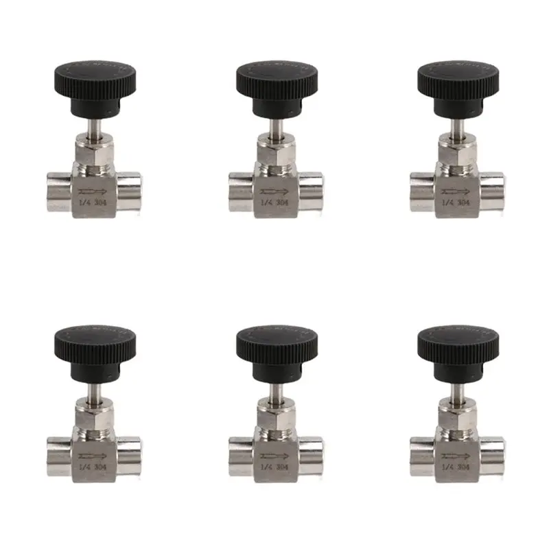 SEWS-6X 1/4 Inch BSP Equal Female Thread SS 304 Stainless Steel Flow Control Shut Off Needle Valve